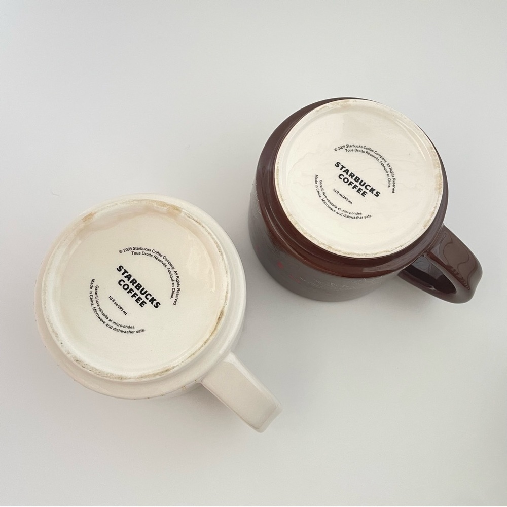 Starbucks 2009 Ceramic Stackable Mugs Cup Coffee Bean Plant Berries Design 10 OZ - Picture 5 of 8